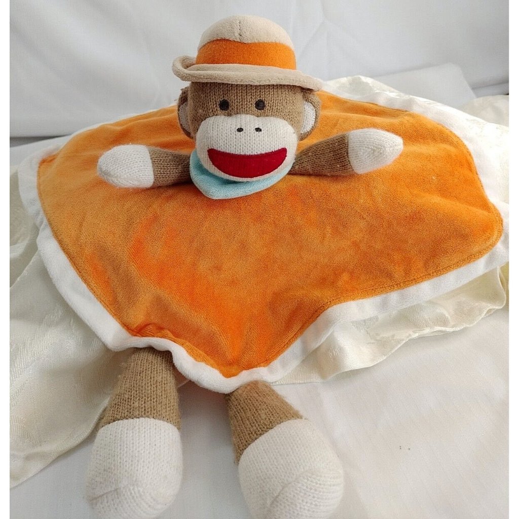 Baby Starters Sock Monkey Security Blanket Lovey White Red